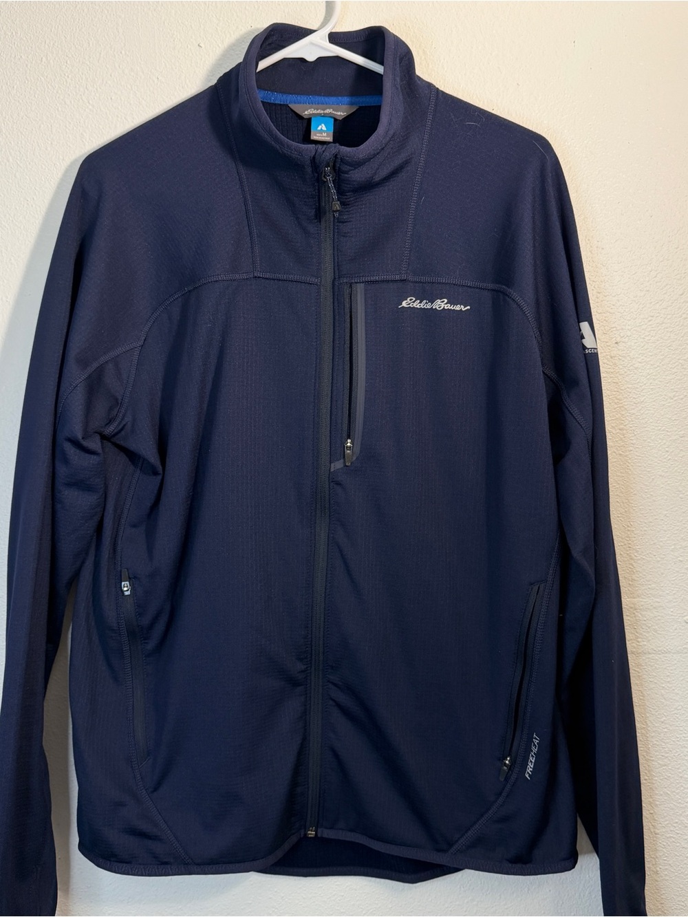 Eddie Bauer Navy Lightweight Full-Zip Jacket, Fleece Windbreaker, men’s M